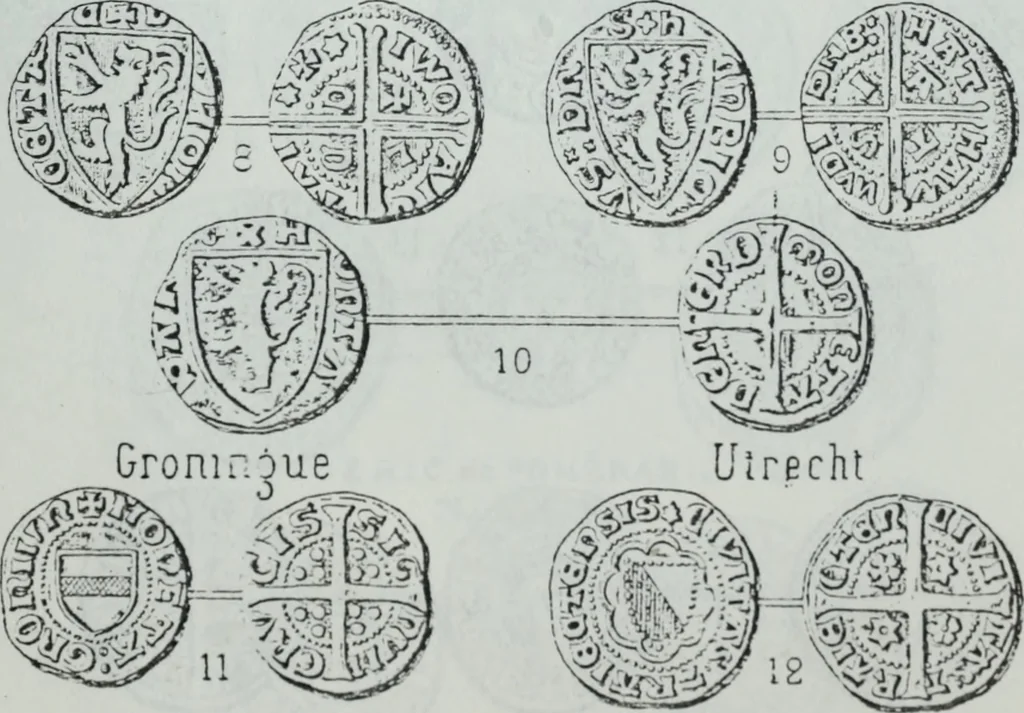 An illustration from Imitations des monnaies au type esterlin frappées en Europe pendante le XIIIe et le XIVe siècle, 1871, leaf 36