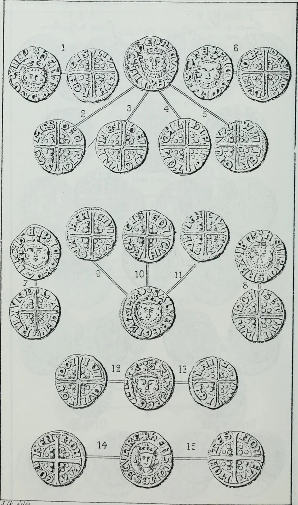 An illustration from Imitations des monnaies au type esterlin frappées en Europe pendante le XIIIe et le XIVe siècle, 1871, leaf 37