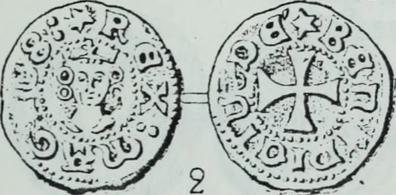 An illustration from Imitations des monnaies au type esterlin frappées en Europe pendante le XIIIe et le XIVe siècle, 1871, leaf 38