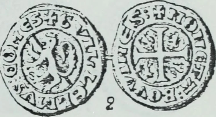 An illustration from Imitations des monnaies au type esterlin frappées en Europe pendante le XIIIe et le XIVe siècle, 1871, leaf 40