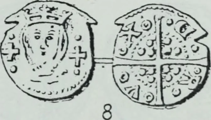 An illustration from Imitations des monnaies au type esterlin frappées en Europe pendante le XIIIe et le XIVe siècle, 1871, leaf 40