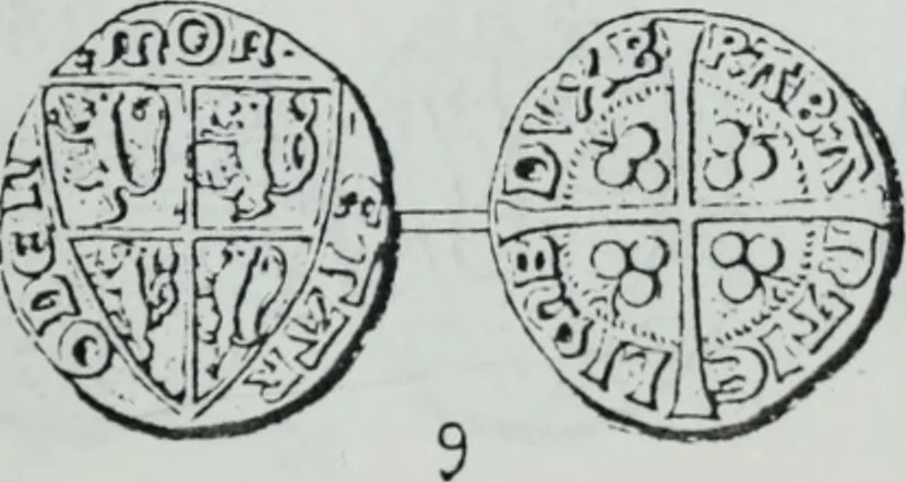 An illustration from Imitations des monnaies au type esterlin frappées en Europe pendante le XIIIe et le XIVe siècle, 1871, leaf 40