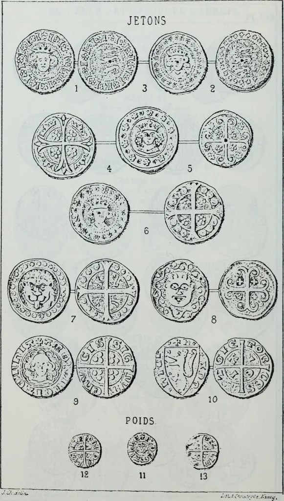 An illustration from Imitations des monnaies au type esterlin frappées en Europe pendante le XIIIe et le XIVe siècle, 1871, leaf 41