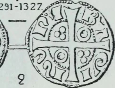 An illustration from Imitations des monnaies au type esterlin frappées en Europe pendante le XIIIe et le XIVe siècle, 1871, leaf 6