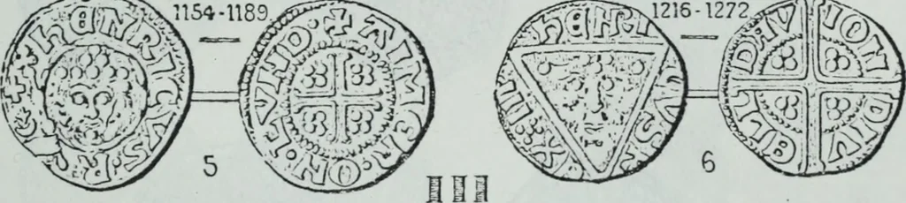 An illustration from Imitations des monnaies au type esterlin frappées en Europe pendante le XIIIe et le XIVe siècle, 1871, leaf 6