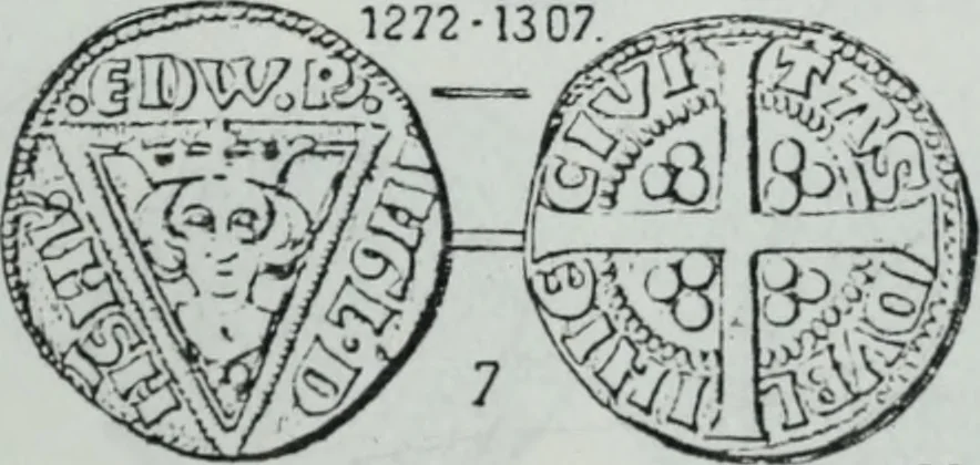 An illustration from Imitations des monnaies au type esterlin frappées en Europe pendante le XIIIe et le XIVe siècle, 1871, leaf 6
