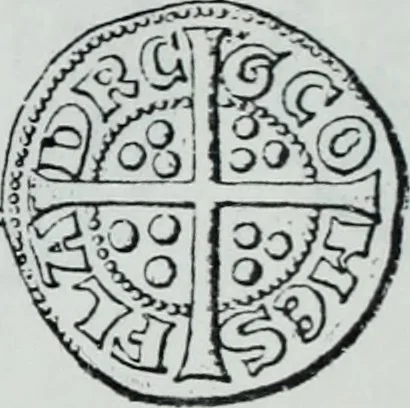 An illustration from Imitations des monnaies au type esterlin frappées en Europe pendante le XIIIe et le XIVe siècle, 1871, leaf 7