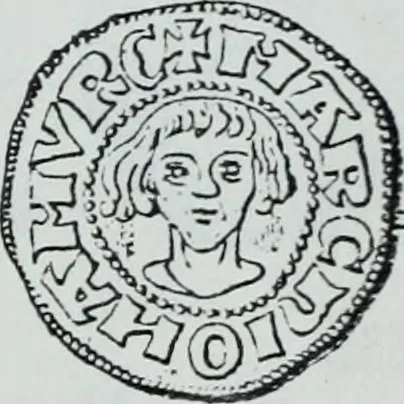An illustration from Imitations des monnaies au type esterlin frappées en Europe pendante le XIIIe et le XIVe siècle, 1871, leaf 7