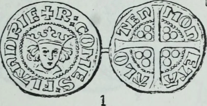 An illustration from Imitations des monnaies au type esterlin frappées en Europe pendante le XIIIe et le XIVe siècle, 1871, leaf 8