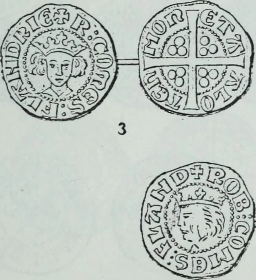 An illustration from Imitations des monnaies au type esterlin frappées en Europe pendante le XIIIe et le XIVe siècle, 1871, leaf 8