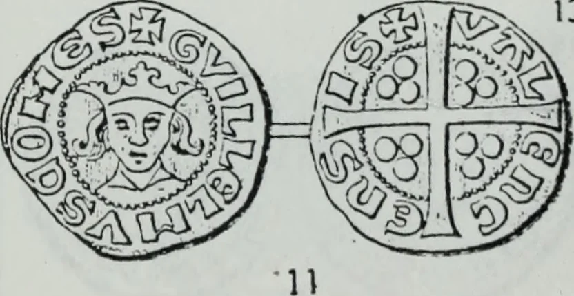 An illustration from Imitations des monnaies au type esterlin frappées en Europe pendante le XIIIe et le XIVe siècle, 1871, leaf 9