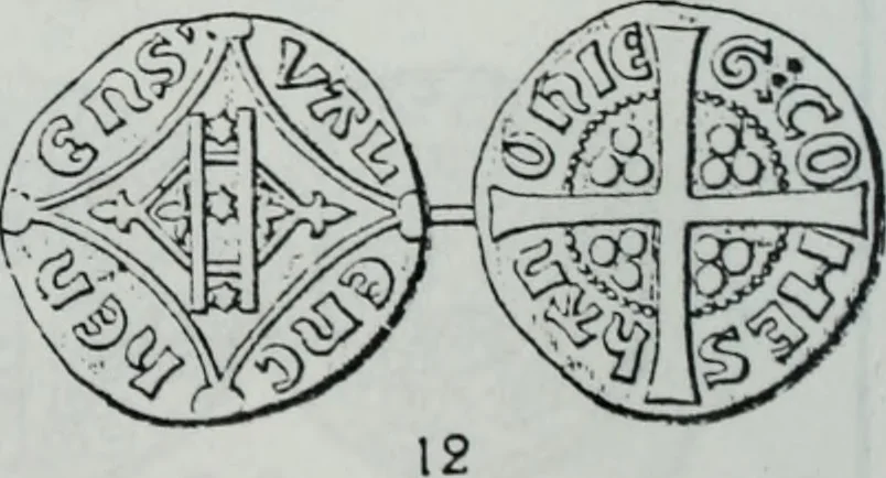 An illustration from Imitations des monnaies au type esterlin frappées en Europe pendante le XIIIe et le XIVe siècle, 1871, leaf 9