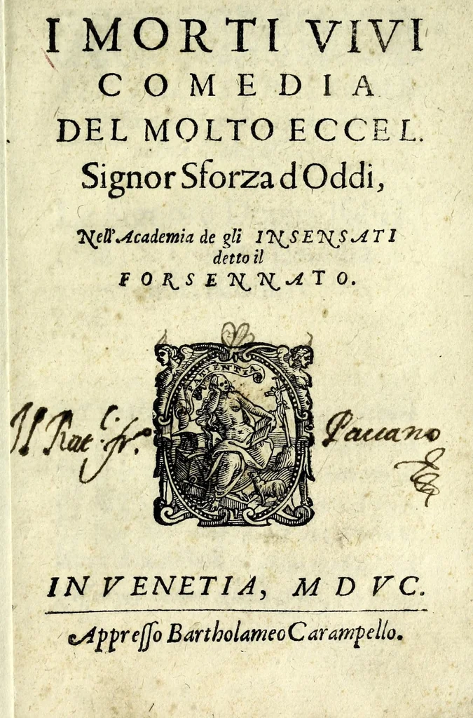 An illustration from I morti vivi : comedia, 1595, leaf 5