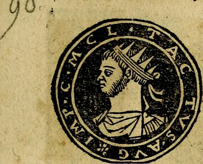 An illustration from Imperatorum et Caesarum vitæ, cum inaginibus ad vivam effigiem expressis. Libellus auctus cum elencho & iconijs consulum ab authore, 1534, leaf 114