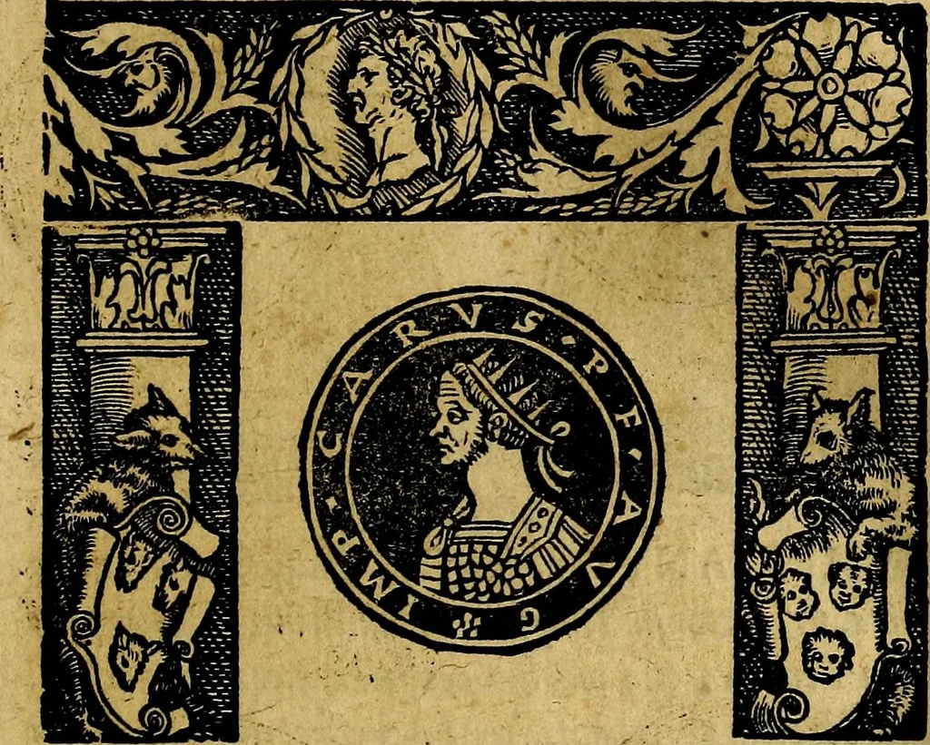 An illustration from Imperatorum et Caesarum vitæ, cum inaginibus ad vivam effigiem expressis. Libellus auctus cum elencho & iconijs consulum ab authore, 1534, leaf 116
