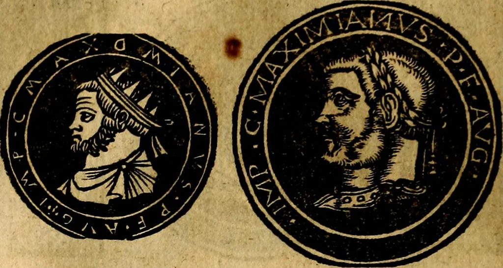 An illustration from Imperatorum et Caesarum vitæ, cum inaginibus ad vivam effigiem expressis. Libellus auctus cum elencho & iconijs consulum ab authore, 1534, leaf 119