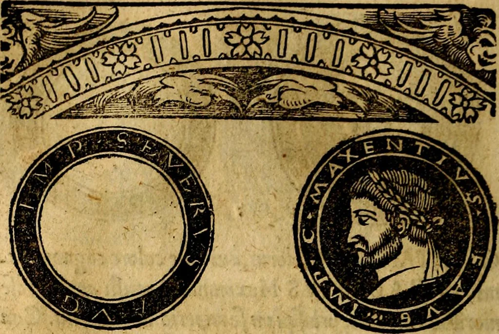 An illustration from Imperatorum et Caesarum vitæ, cum inaginibus ad vivam effigiem expressis. Libellus auctus cum elencho & iconijs consulum ab authore, 1534, leaf 121