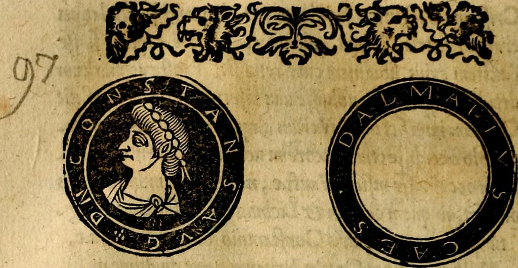 An illustration from Imperatorum et Caesarum vitæ, cum inaginibus ad vivam effigiem expressis. Libellus auctus cum elencho & iconijs consulum ab authore, 1534, leaf 127