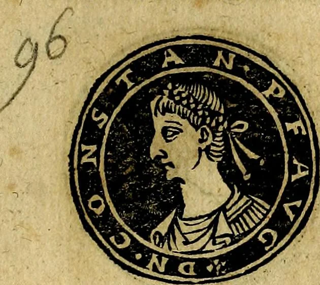 An illustration from Imperatorum et Caesarum vitæ, cum inaginibus ad vivam effigiem expressis. Libellus auctus cum elencho & iconijs consulum ab authore, 1534, leaf 128