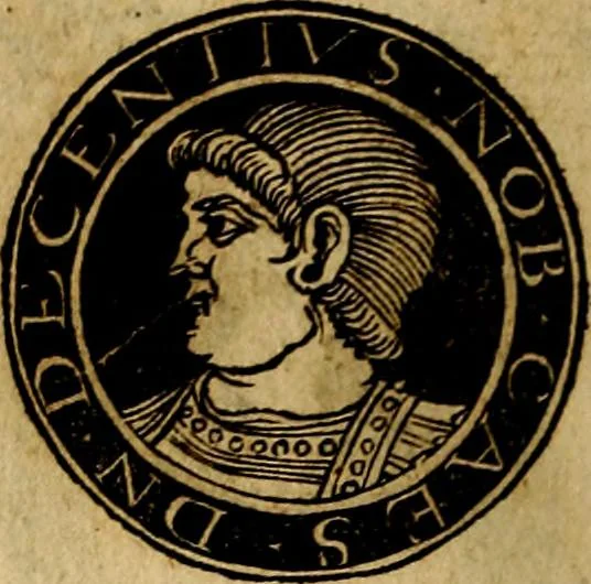An illustration from Imperatorum et Caesarum vitæ, cum inaginibus ad vivam effigiem expressis. Libellus auctus cum elencho & iconijs consulum ab authore, 1534, leaf 129