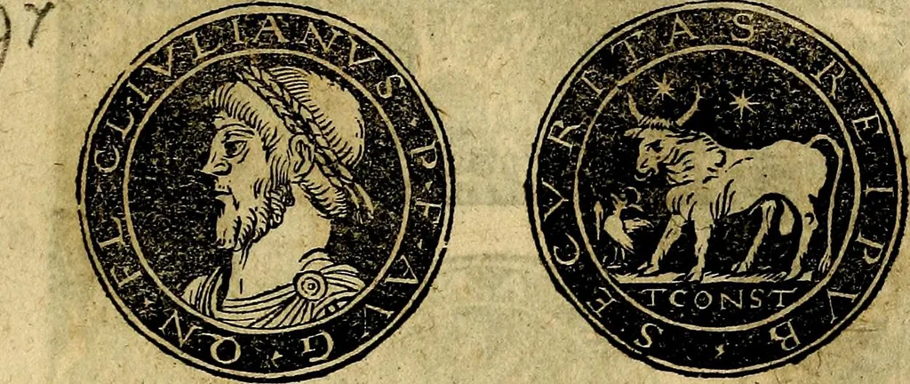 An illustration from Imperatorum et Caesarum vitæ, cum inaginibus ad vivam effigiem expressis. Libellus auctus cum elencho & iconijs consulum ab authore, 1534, leaf 130