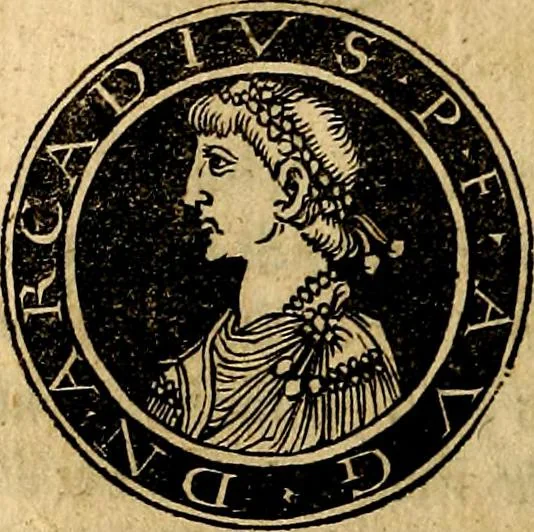 An illustration from Imperatorum et Caesarum vitæ, cum inaginibus ad vivam effigiem expressis. Libellus auctus cum elencho & iconijs consulum ab authore, 1534, leaf 135