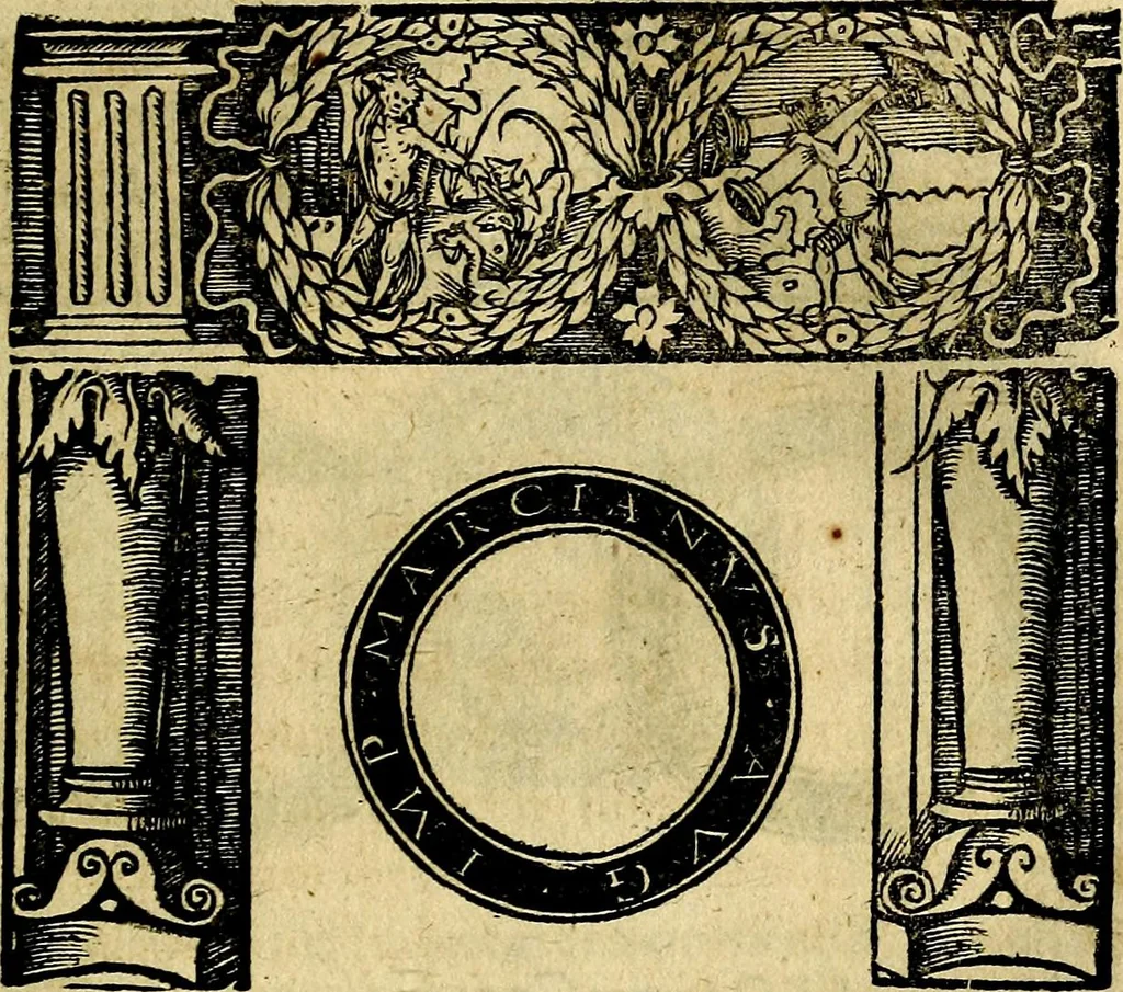 An illustration from Imperatorum et Caesarum vitæ, cum inaginibus ad vivam effigiem expressis. Libellus auctus cum elencho & iconijs consulum ab authore, 1534, leaf 138