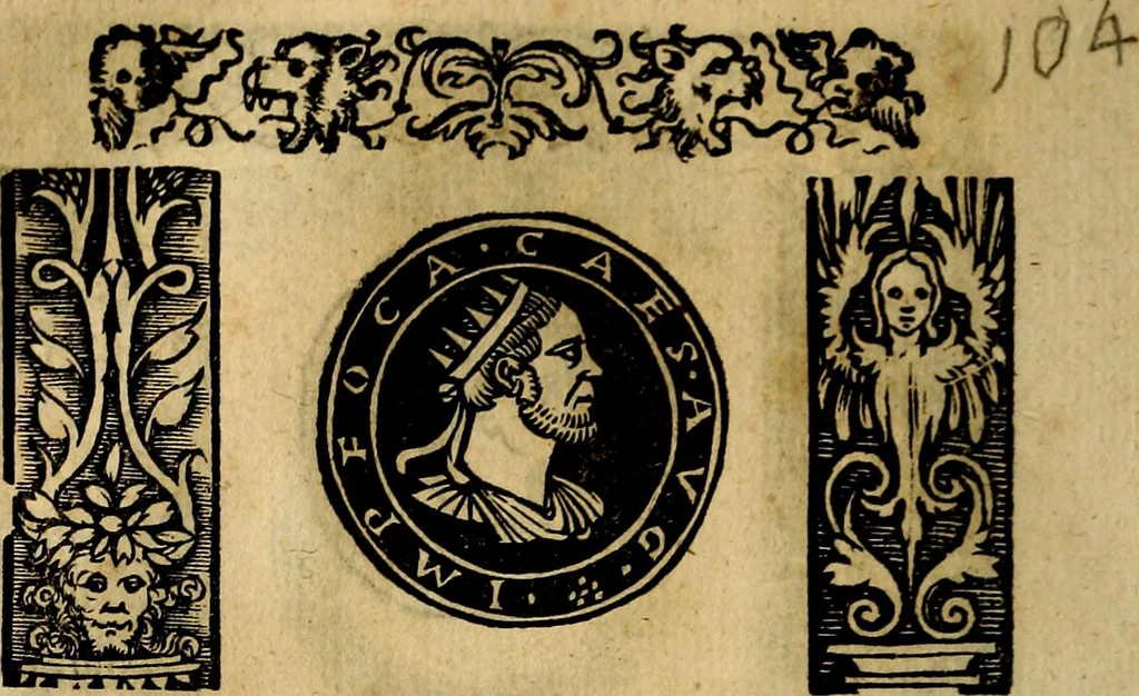 An illustration from Imperatorum et Caesarum vitæ, cum inaginibus ad vivam effigiem expressis. Libellus auctus cum elencho & iconijs consulum ab authore, 1534, leaf 147