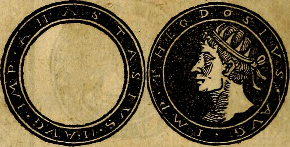 An illustration from Imperatorum et Caesarum vitæ, cum inaginibus ad vivam effigiem expressis. Libellus auctus cum elencho & iconijs consulum ab authore, 1534, leaf 155