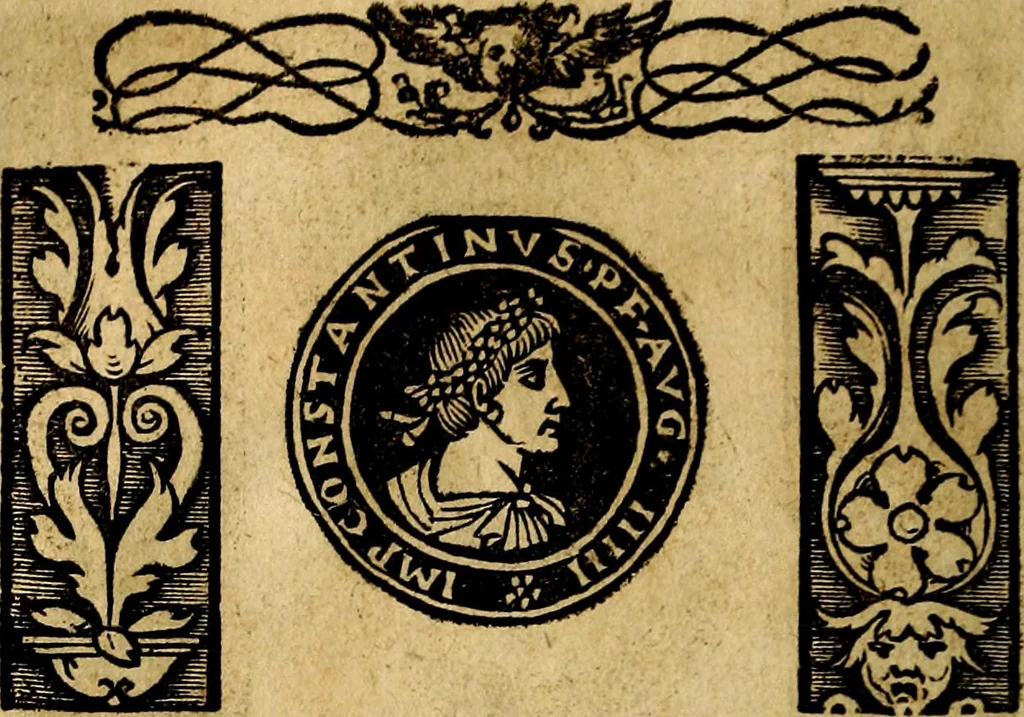 An illustration from Imperatorum et Caesarum vitæ, cum inaginibus ad vivam effigiem expressis. Libellus auctus cum elencho & iconijs consulum ab authore, 1534, leaf 157