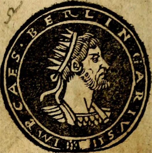 An illustration from Imperatorum et Caesarum vitæ, cum inaginibus ad vivam effigiem expressis. Libellus auctus cum elencho & iconijs consulum ab authore, 1534, leaf 169