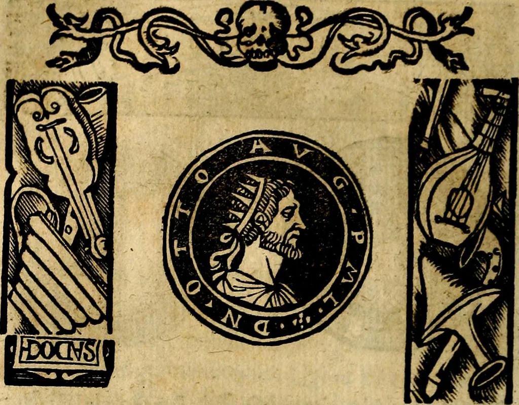 An illustration from Imperatorum et Caesarum vitæ, cum inaginibus ad vivam effigiem expressis. Libellus auctus cum elencho & iconijs consulum ab authore, 1534, leaf 171