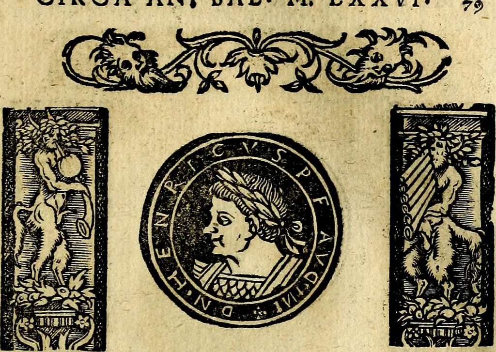An illustration from Imperatorum et Caesarum vitæ, cum inaginibus ad vivam effigiem expressis. Libellus auctus cum elencho & iconijs consulum ab authore, 1534, leaf 176