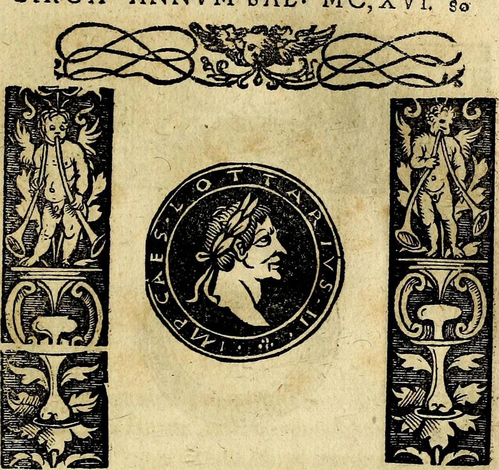 An illustration from Imperatorum et Caesarum vitæ, cum inaginibus ad vivam effigiem expressis. Libellus auctus cum elencho & iconijs consulum ab authore, 1534, leaf 178