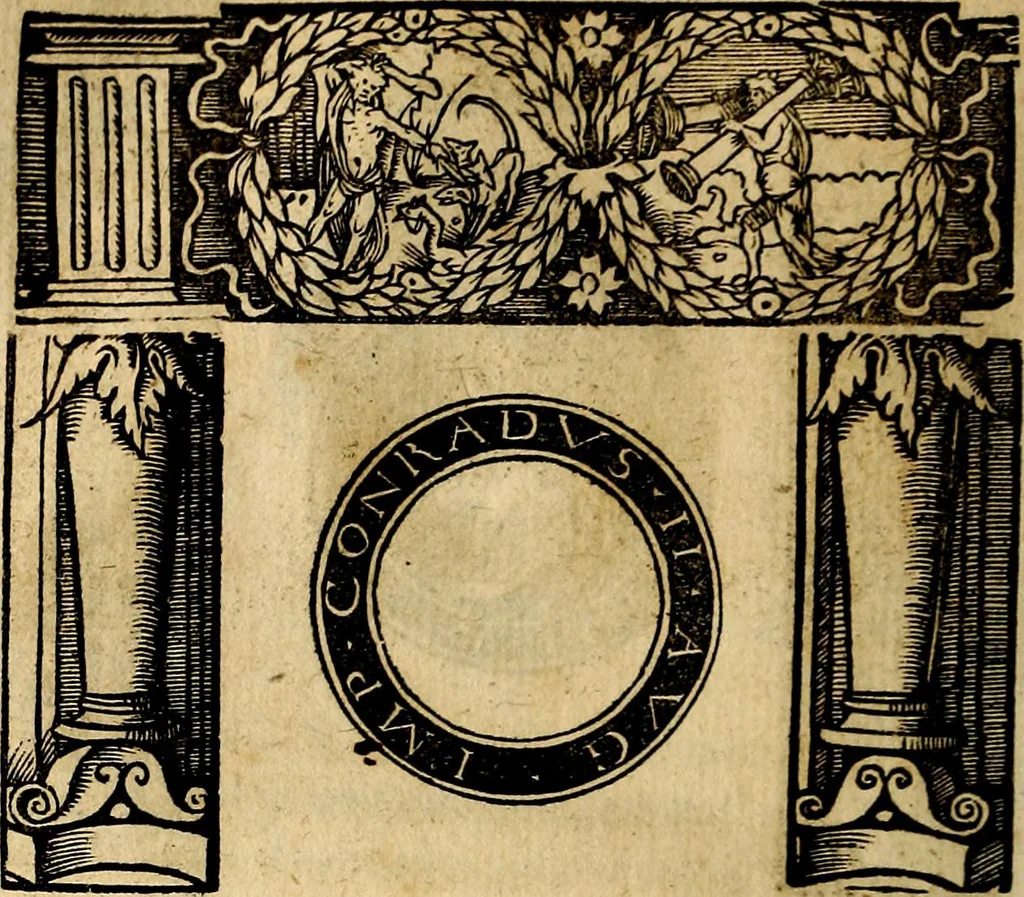 An illustration from Imperatorum et Caesarum vitæ, cum inaginibus ad vivam effigiem expressis. Libellus auctus cum elencho & iconijs consulum ab authore, 1534, leaf 179