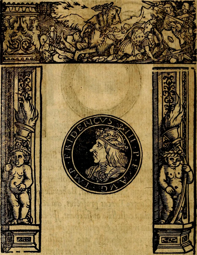 An illustration from Imperatorum et Caesarum vitæ, cum inaginibus ad vivam effigiem expressis. Libellus auctus cum elencho & iconijs consulum ab authore, 1534, leaf 191