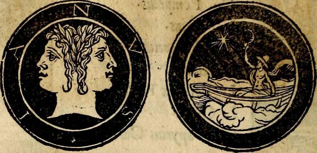 An illustration from Imperatorum et Caesarum vitæ, cum inaginibus ad vivam effigiem expressis. Libellus auctus cum elencho & iconijs consulum ab authore, 1534, leaf 217
