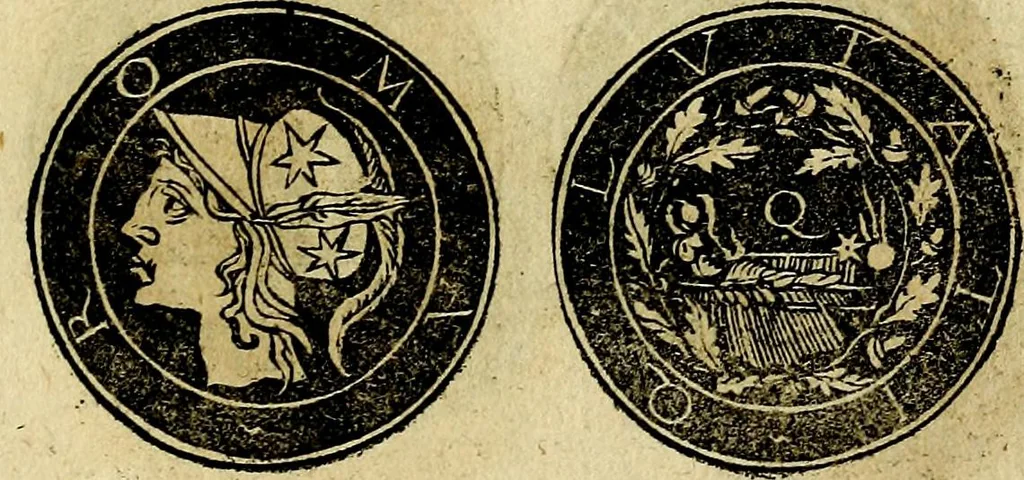 An illustration from Imperatorum et Caesarum vitæ, cum inaginibus ad vivam effigiem expressis. Libellus auctus cum elencho & iconijs consulum ab authore, 1534, leaf 218