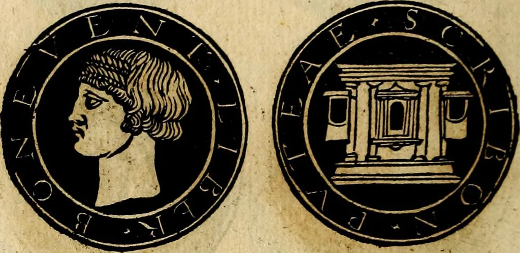 An illustration from Imperatorum et Caesarum vitæ, cum inaginibus ad vivam effigiem expressis. Libellus auctus cum elencho & iconijs consulum ab authore, 1534, leaf 219