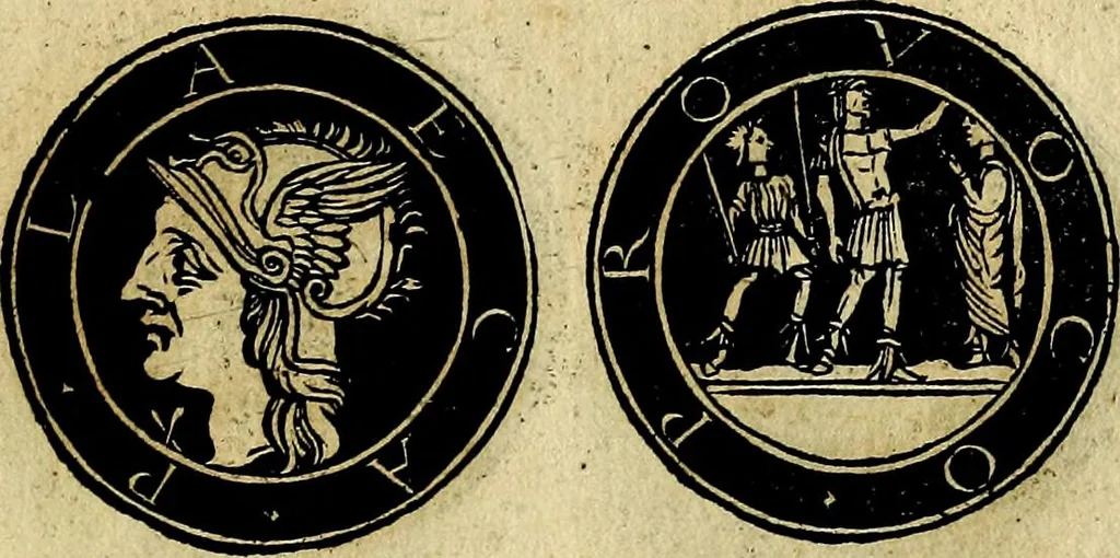 An illustration from Imperatorum et Caesarum vitæ, cum inaginibus ad vivam effigiem expressis. Libellus auctus cum elencho & iconijs consulum ab authore, 1534, leaf 220
