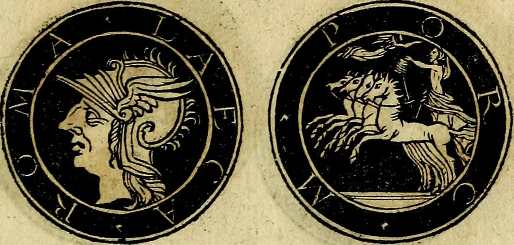 An illustration from Imperatorum et Caesarum vitæ, cum inaginibus ad vivam effigiem expressis. Libellus auctus cum elencho & iconijs consulum ab authore, 1534, leaf 222