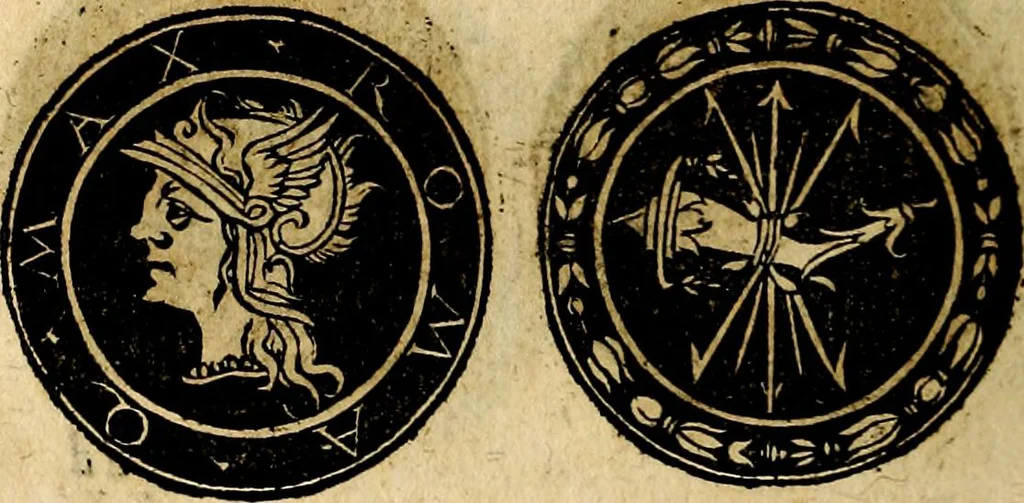 An illustration from Imperatorum et Caesarum vitæ, cum inaginibus ad vivam effigiem expressis. Libellus auctus cum elencho & iconijs consulum ab authore, 1534, leaf 225