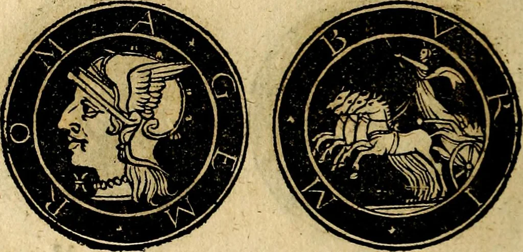 An illustration from Imperatorum et Caesarum vitæ, cum inaginibus ad vivam effigiem expressis. Libellus auctus cum elencho & iconijs consulum ab authore, 1534, leaf 227
