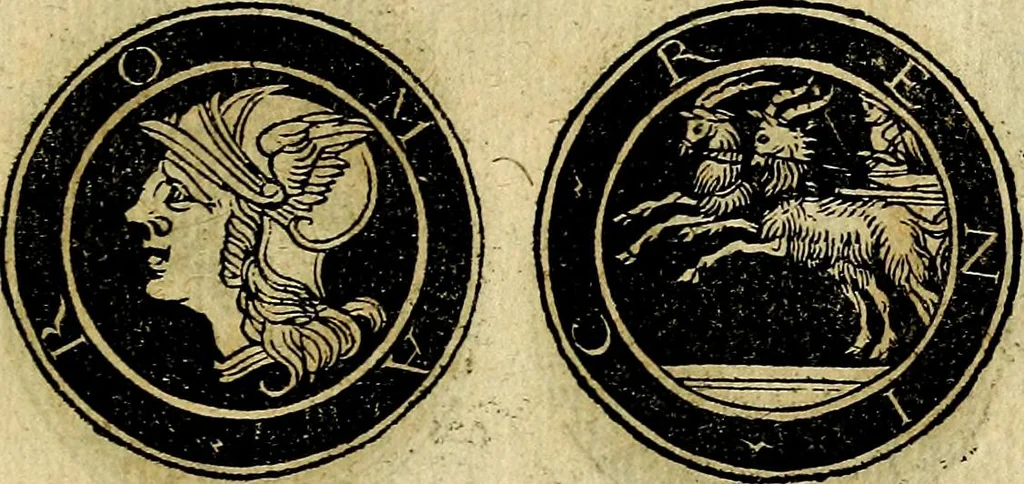 An illustration from Imperatorum et Caesarum vitæ, cum inaginibus ad vivam effigiem expressis. Libellus auctus cum elencho & iconijs consulum ab authore, 1534, leaf 228