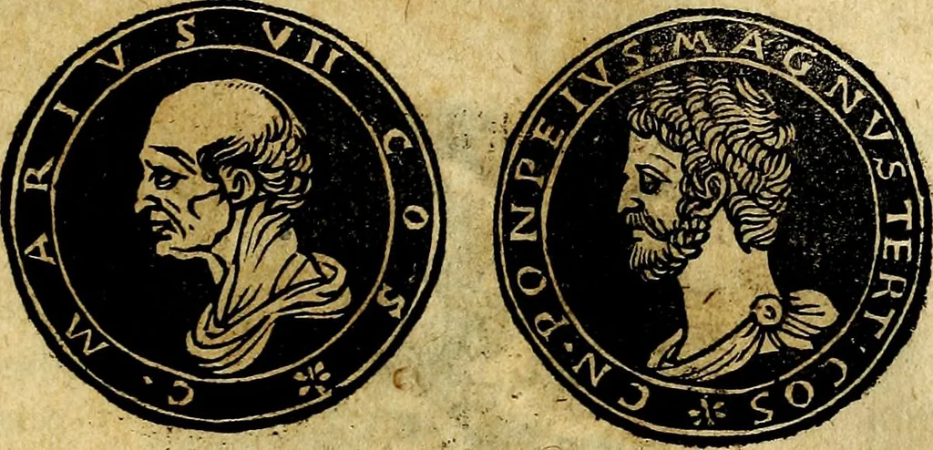 An illustration from Imperatorum et Caesarum vitæ, cum inaginibus ad vivam effigiem expressis. Libellus auctus cum elencho & iconijs consulum ab authore, 1534, leaf 230