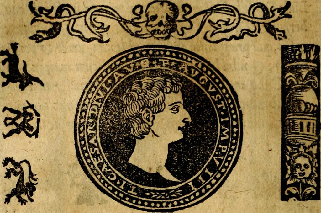 An illustration from Imperatorum et Caesarum vitæ, cum inaginibus ad vivam effigiem expressis. Libellus auctus cum elencho & iconijs consulum ab authore, 1534, leaf 31