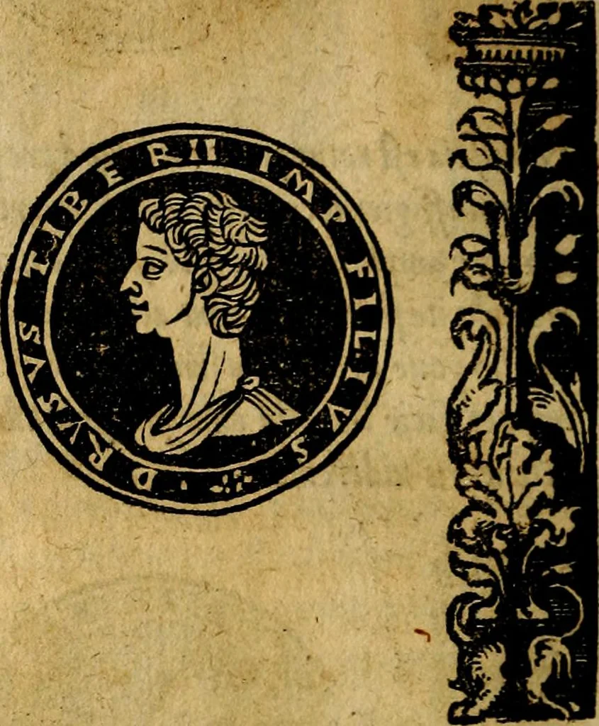 An illustration from Imperatorum et Caesarum vitæ, cum inaginibus ad vivam effigiem expressis. Libellus auctus cum elencho & iconijs consulum ab authore, 1534, leaf 33