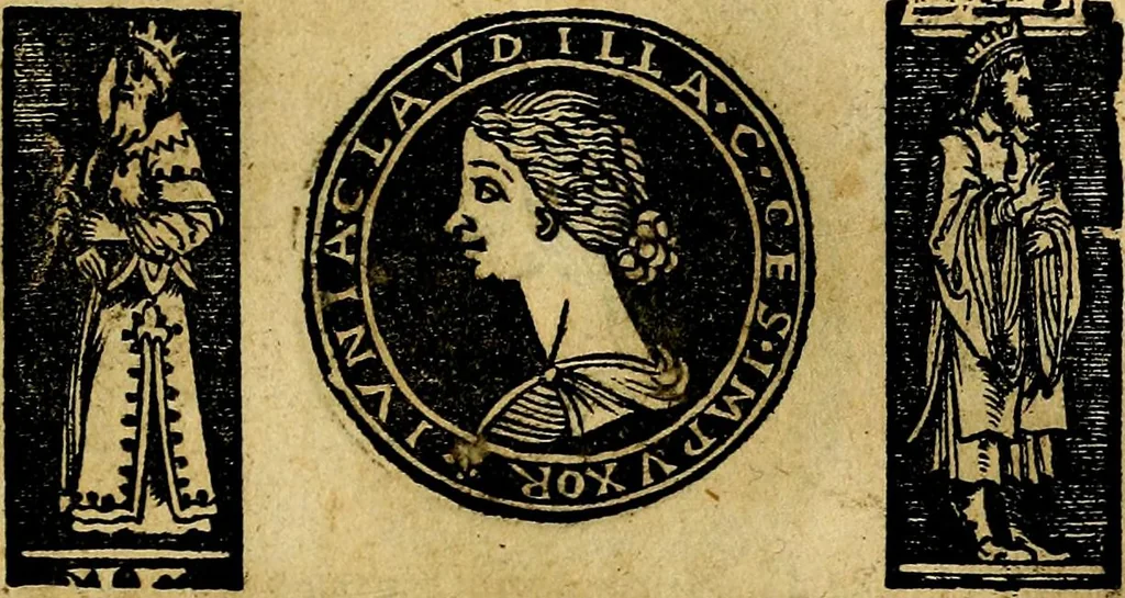 An illustration from Imperatorum et Caesarum vitæ, cum inaginibus ad vivam effigiem expressis. Libellus auctus cum elencho & iconijs consulum ab authore, 1534, leaf 36