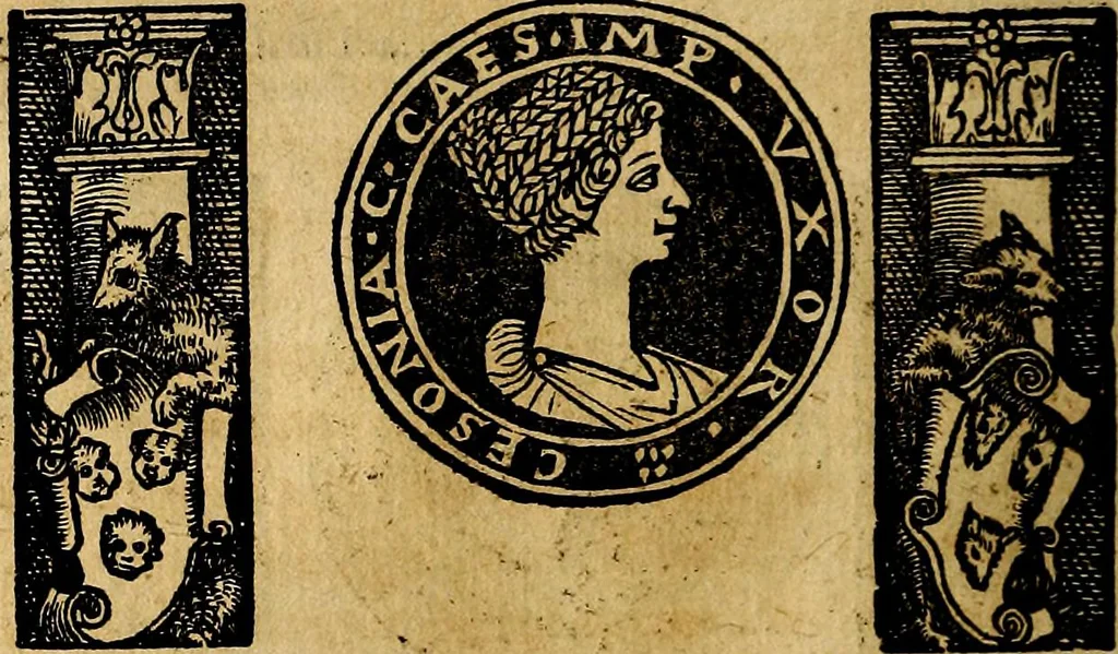 An illustration from Imperatorum et Caesarum vitæ, cum inaginibus ad vivam effigiem expressis. Libellus auctus cum elencho & iconijs consulum ab authore, 1534, leaf 37