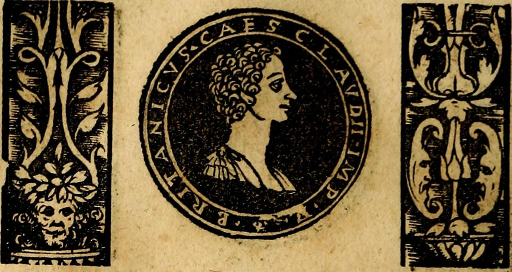 An illustration from Imperatorum et Caesarum vitæ, cum inaginibus ad vivam effigiem expressis. Libellus auctus cum elencho & iconijs consulum ab authore, 1534, leaf 43
